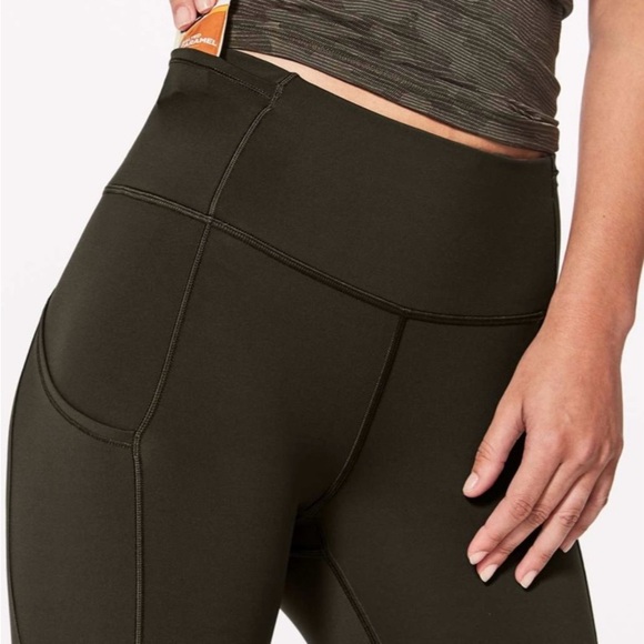Lululemon sz 4 Fast & Free Crop II Nulux 19" Dark Olive High-Waisted Leggings - Picture 2 of 13